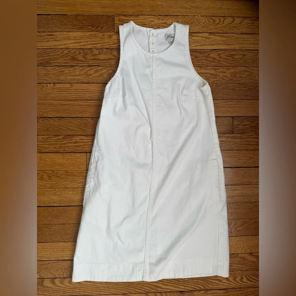 J Crew White Sleeveless Midi Shift Dress - Size 0